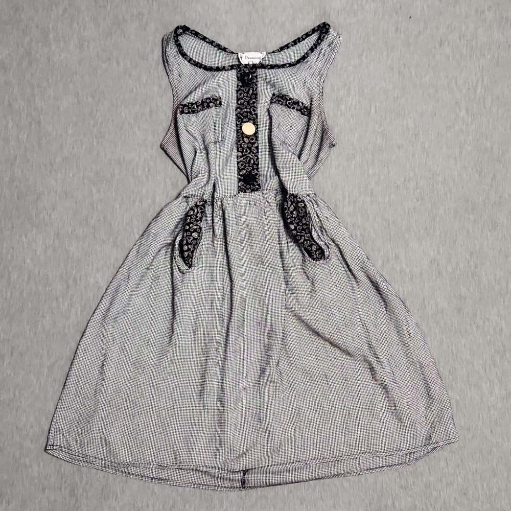 Vintage Dressing Clio Patchwork Houndstooth Black… - image 3